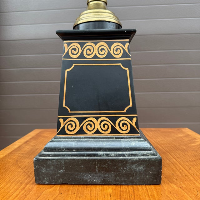 Maitland - Smith 2000s Maitland Smith Hollywood Regency Marble, Black Lacquer, & Brass Planter For Sale - Image 4 of 17