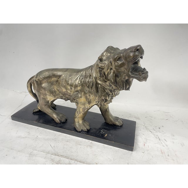 Lion Sculpture in Argentone, 1940s For Sale - Image 9 of 9