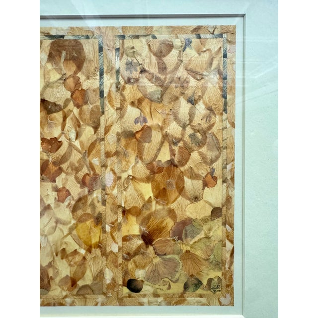 1980s Vintage 1980 Pressed Flower Petal Collage Signed H. White Framed Marquetry Style For Sale - Image 5 of 8