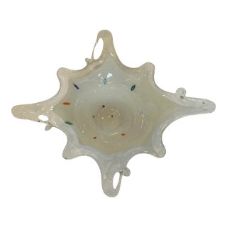 Vintage Milk White Millefiori Star Centerpiece Bowl For Sale