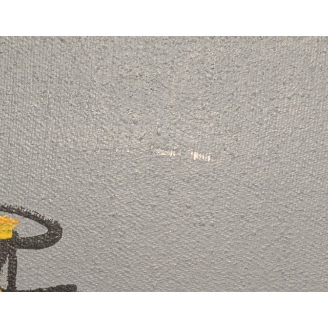 1990s Acrylic Painting With India Ink on Stretched Canvas by Brazilian Artist Fernando Duarte Modern Art For Sale - Image 9 of 11