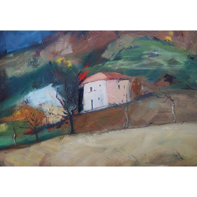 Painting created in 1971 by the Italian painter Piero Leo, oil on hardboard, framed with "passepartout" and wooden frame....