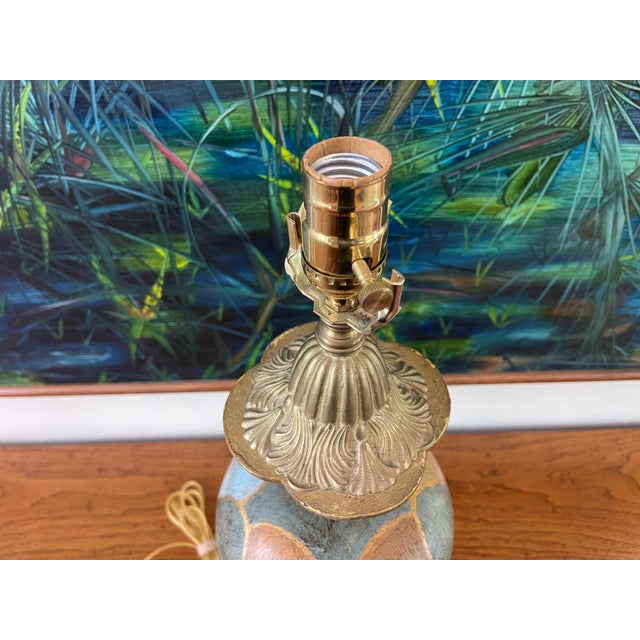 John Richard Distressed Polychrome Urn Form Table Lamp 25” For Sale - Image 4 of 10