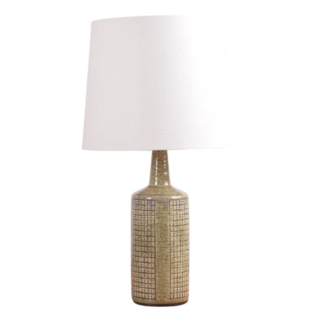 Danish Modern Palshus Table Lamp with Grid Decor and Lampshade, 1960s For Sale