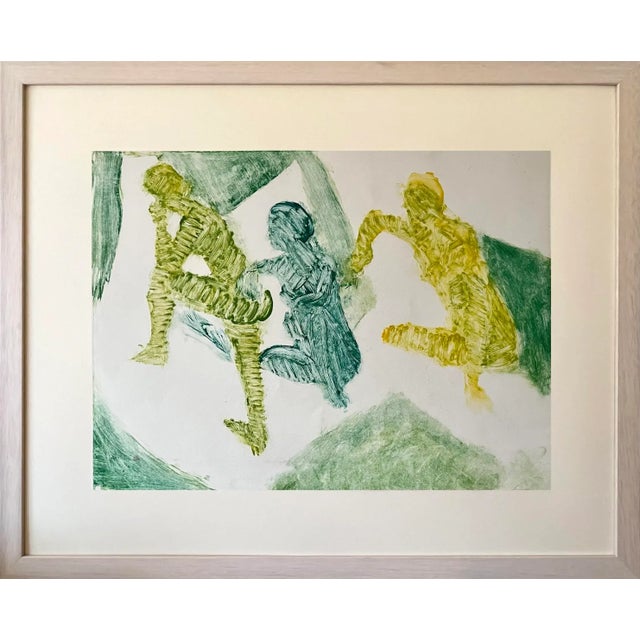 Printmaking Materials Vintage Mid Century Modern Figurative Abstract Mono Type Oil Painting For Sale - Image 7 of 7