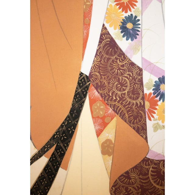 "Kimono Beauty" by Biho, C. 1950s Showa Era Japanese Silk Scroll Painting For Sale - Image 9 of 18