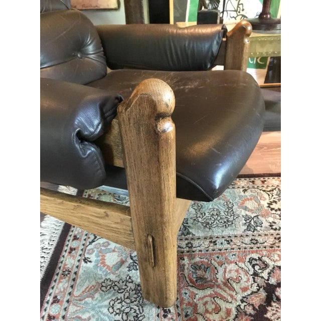 Brutalist Vintage Brutalist Oak and Leather Chairs, 1975, Set of 2 For Sale - Image 3 of 8