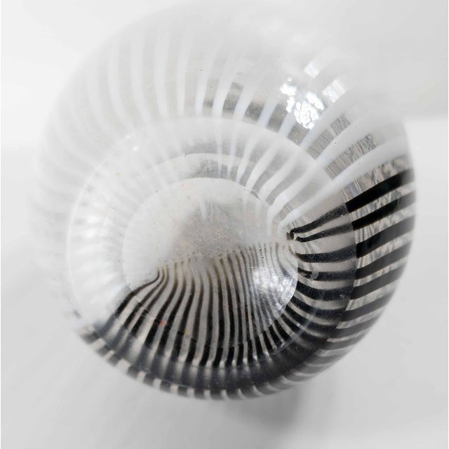Mid-Century Modern Italian Murano Black and White Art Glass Bottle Vase For Sale - Image 12 of 16