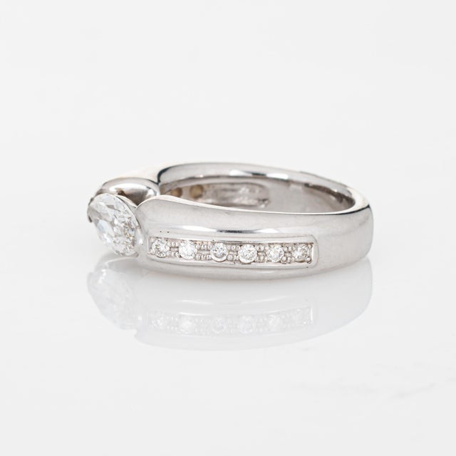 1.10ct Marquise Diamond Band East West Setting Sz 5.5 Ring 18k White Gold For Sale - Image 4 of 6