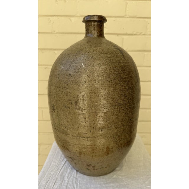 Vintage Japanese Handmade Stoneware Sake Bottle Storage Jar For Sale - Image 9 of 10