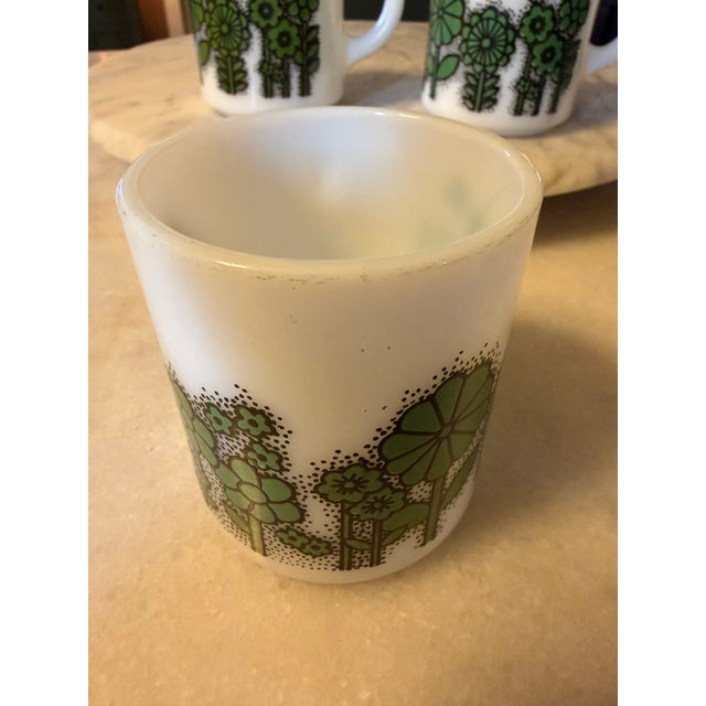 Hazel-Atlas Vintage Hazel Atlas "Flower Power" Milk Glass Coffee Mugs '60s - Mid-Century Retro - Set of 4 For Sale - Image 4 of 17