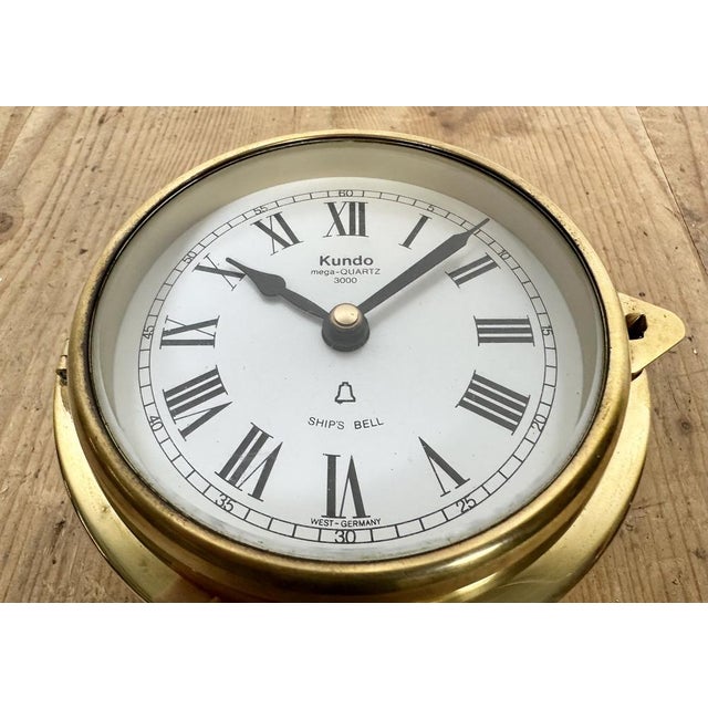 Metal Vintage German Brass Ships Clock from Kundo, 1970s For Sale - Image 7 of 16