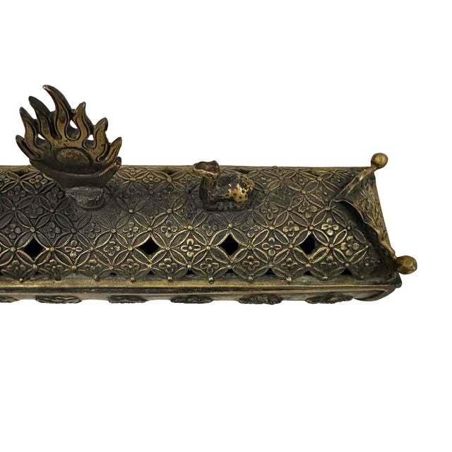Bronze Mid-20th Century Tibetan Hand-Crafted Bronze Incense Burner For Sale - Image 8 of 9