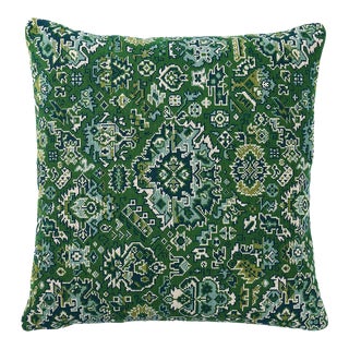 Schumacher Pallay Epingle 20" Pillow in Emerald For Sale