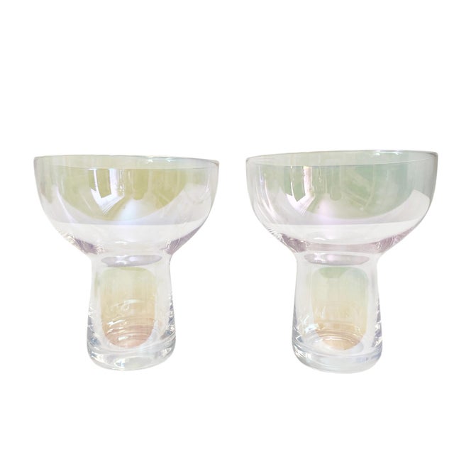 Mid-Century Modern 1950s Mid-Century Modern Iridescent Optic Martini Cocktail Glasses - Set of 2 For Sale - Image 3 of 5