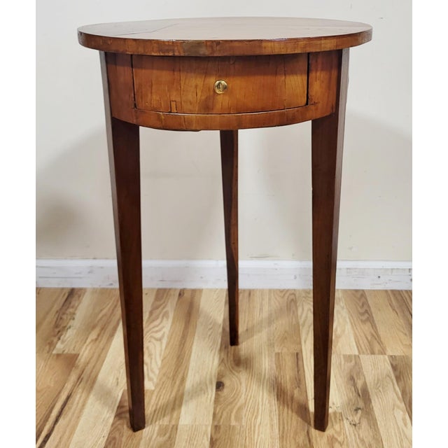 Wood Antique German / Austrian 19th C Inlaid Biedermeier Tripod Round Side End Table For Sale - Image 7 of 11