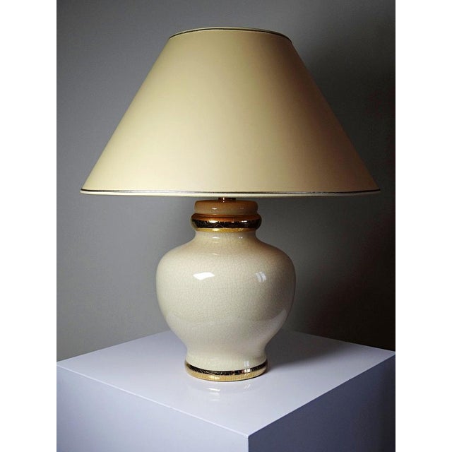Vintage Panama Dynasty Crackle-Glazed Earthenware Lamp from Le Dauphin, 1980s For Sale - Image 4 of 13