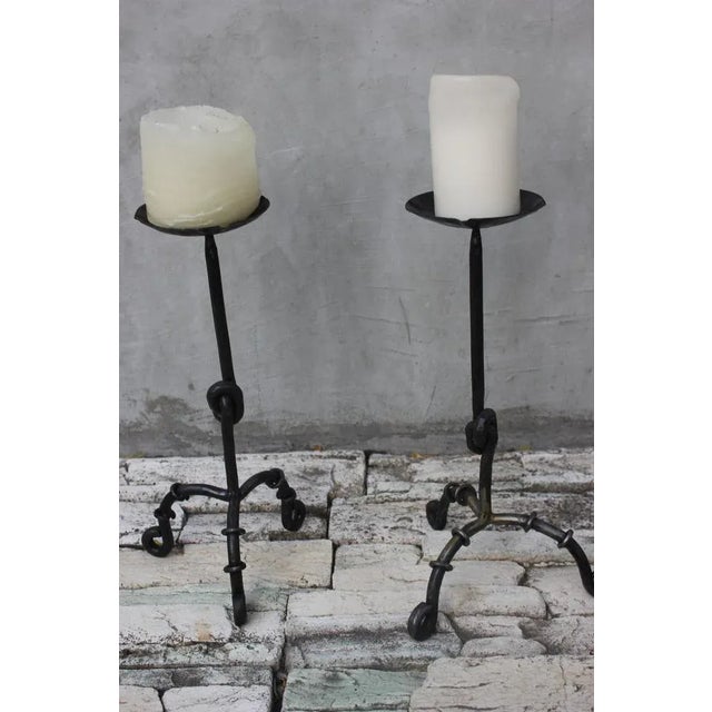 Large Wrought Iron Floor Candleholders, 1940s, Set of 2 For Sale - Image 10 of 11