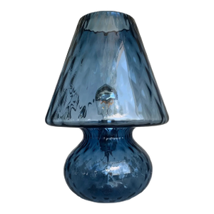 Murano-Inspired Blue Glass Lamp With “Ballotton” Texture