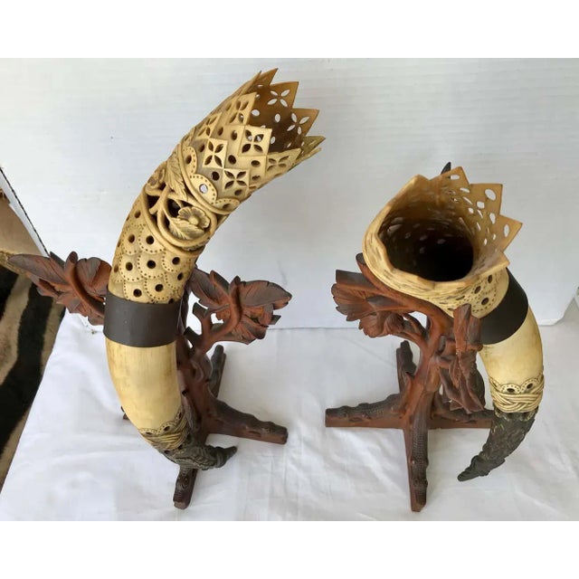 Pair of Anglo-Indian Mounted Steer Horns For Sale - Image 4 of 13