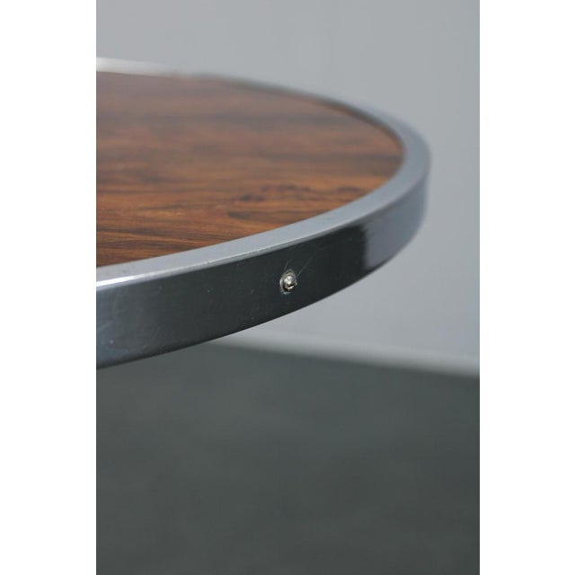 Vintage Czechoslovakian Round Side Table in Walnut and Chrome, 1950s For Sale - Image 6 of 15