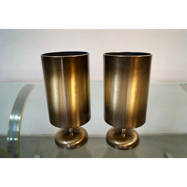 Metal 1950’s Mid-Century Modern Aluminum Brass Sconces - A Pair For Sale - Image 7 of 12