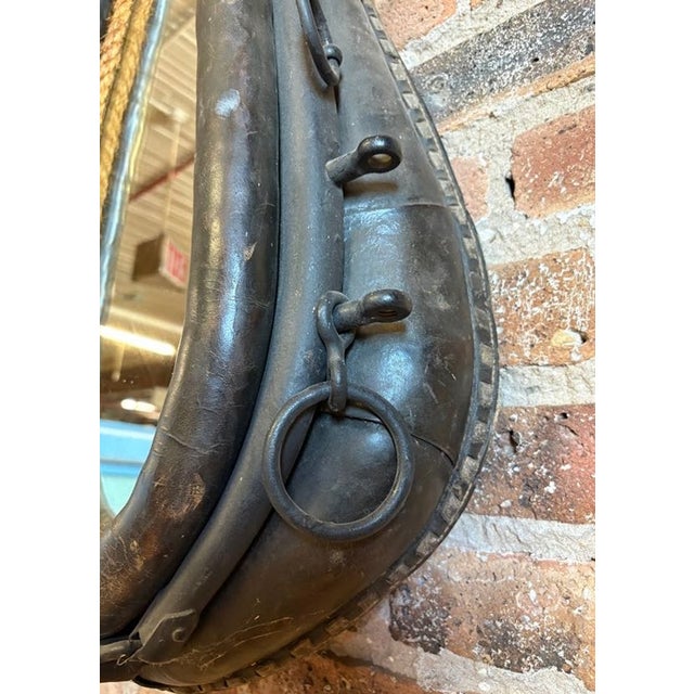 Rustic Antique Repurposed Leather Horse Collar Mirror For Sale - Image 3 of 12