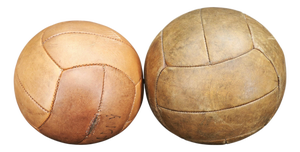 Vintage Leather Medicine Balls, Czechoslovakia, 1950s, Set of 2