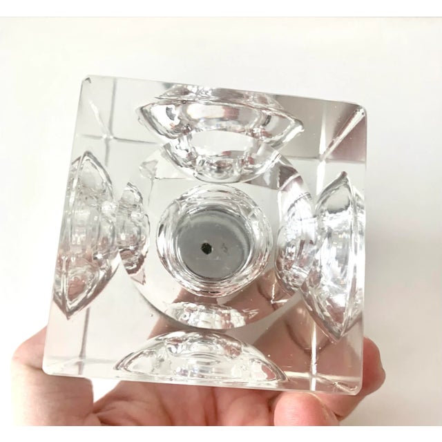 Vintage Large Square Modern Contemporary Refillable Crystal Table Lighter For Sale - Image 4 of 11