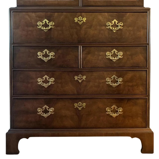 1980s Henredon 18th Century Portfolio Collection Illuminated Butler's Chest - Secretary Desk With Display Cabinet/Shelves For Sale - Image 11 of 18