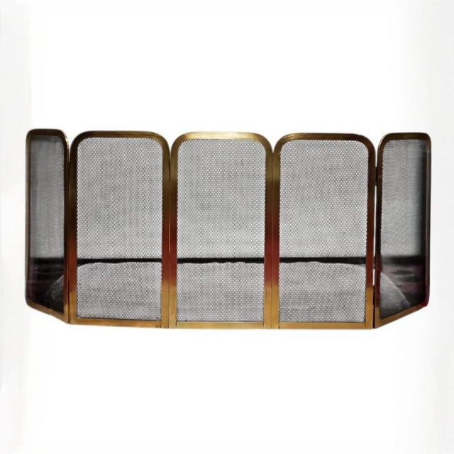 Black Folding Brass Fireplace Screen, 1950s-1960s For Sale - Image 8 of 13