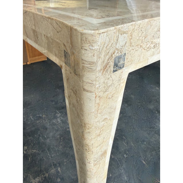 Sculptural Tessellated Stone Game Table Brass Detail by Maitland Smith For Sale In Miami - Image 6 of 10