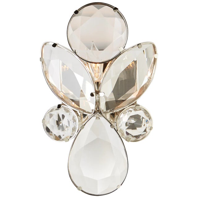 Kate Spade New York for Visual Comfort Signature Lloyd Small Jeweled Sconce in Nickel with Clear Crystal For Sale
