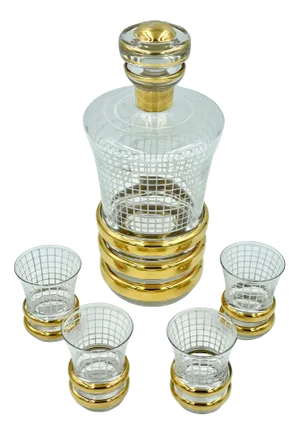 Art Deco Style Bohemian Liquor Set from Borocrystal, 1950s, Set of 5