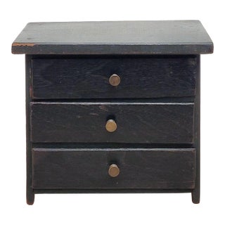 Dark Blue 3-Drawer American Jewelry Box, Circa 1880 For Sale