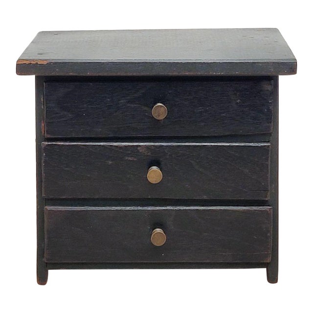 Dark Blue 3-Drawer American Jewelry Box, Circa 1880 For Sale