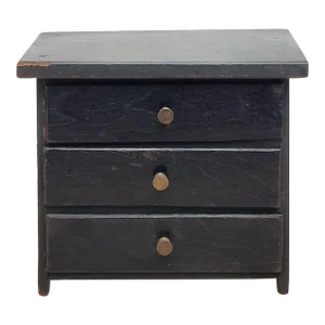 Dark Blue 3-Drawer American Jewelry Box, Circa 1880