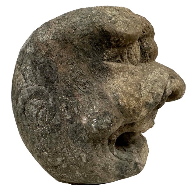 Late 19th-Century Antique Chinese Carved Stone Heracles Head For Sale - Image 9 of 14