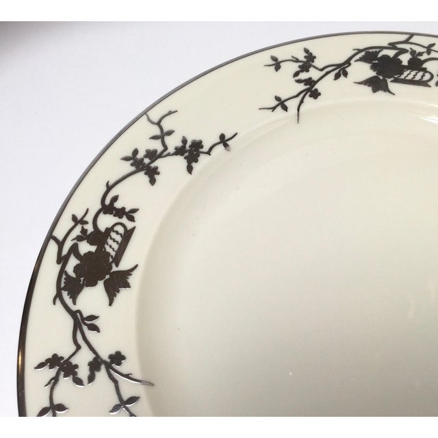 Set of Eight Bavarian Chinoiserie Silver Overlay Service Dinner Plates For Sale - Image 4 of 8