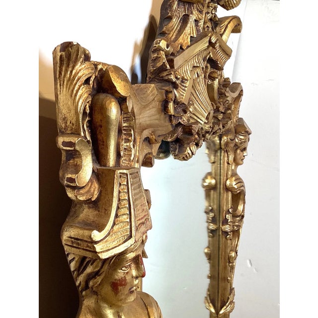 Traditional Large Gilt Walnut Renaissance Revival Mirror For Sale - Image 3 of 13