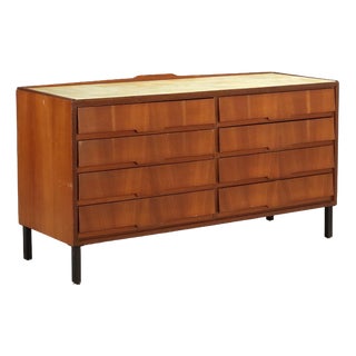 Vintage Chest of Drawers in Mahogany Veneer and Glass, 1960s For Sale