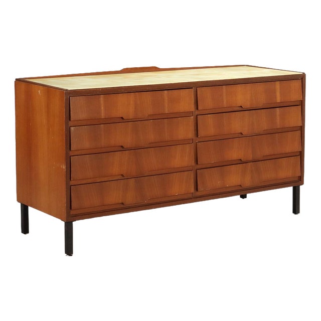 Vintage Chest of Drawers in Mahogany Veneer and Glass, 1960s For Sale