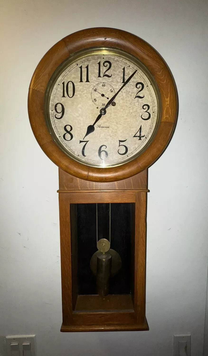 Antique Ansonia “Regulator #2” Single Weight Regulator Wall Clock