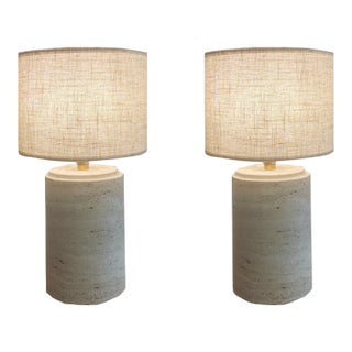 Vintage Italian Travertine Table or Floor Lamps - Set of 2 For Sale