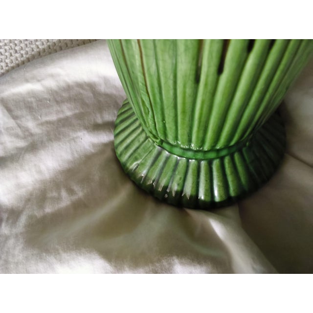 Rare Antique C. 1910 J.W. Brush -McCoy Majolica Pottery Planter/Jardinier – "W" Mark With Maker's Base Drainage Hole For Sale - Image 10 of 15