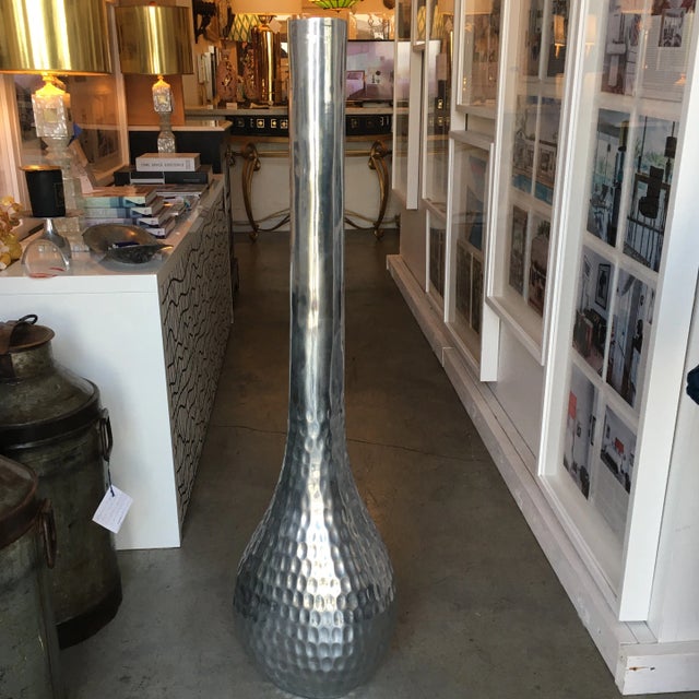 Silver Hand - Hammered Metal Tall Vassel/ Vase For Sale - Image 10 of 10