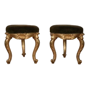 Pair of 19th Century Italian Regence Style Giltwood Benches
