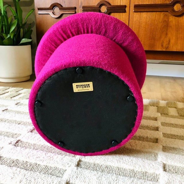 Pink Mushroom Ottoman in Fuchsia Wool For Sale - Image 8 of 9