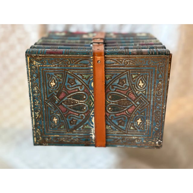 Leather Books Victorian Biscuit Tin in the Shape of Stacked Books For Sale - Image 4 of 12