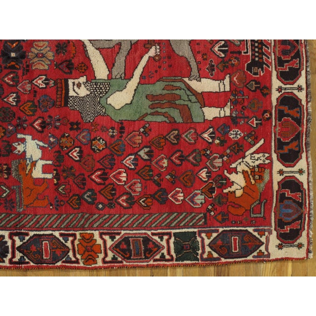 Traditional Vintage Shiraz Rug, Nomadic Handmade Wool Rug, Red, Green, Navy, Gray and Ivory For Sale - Image 3 of 6